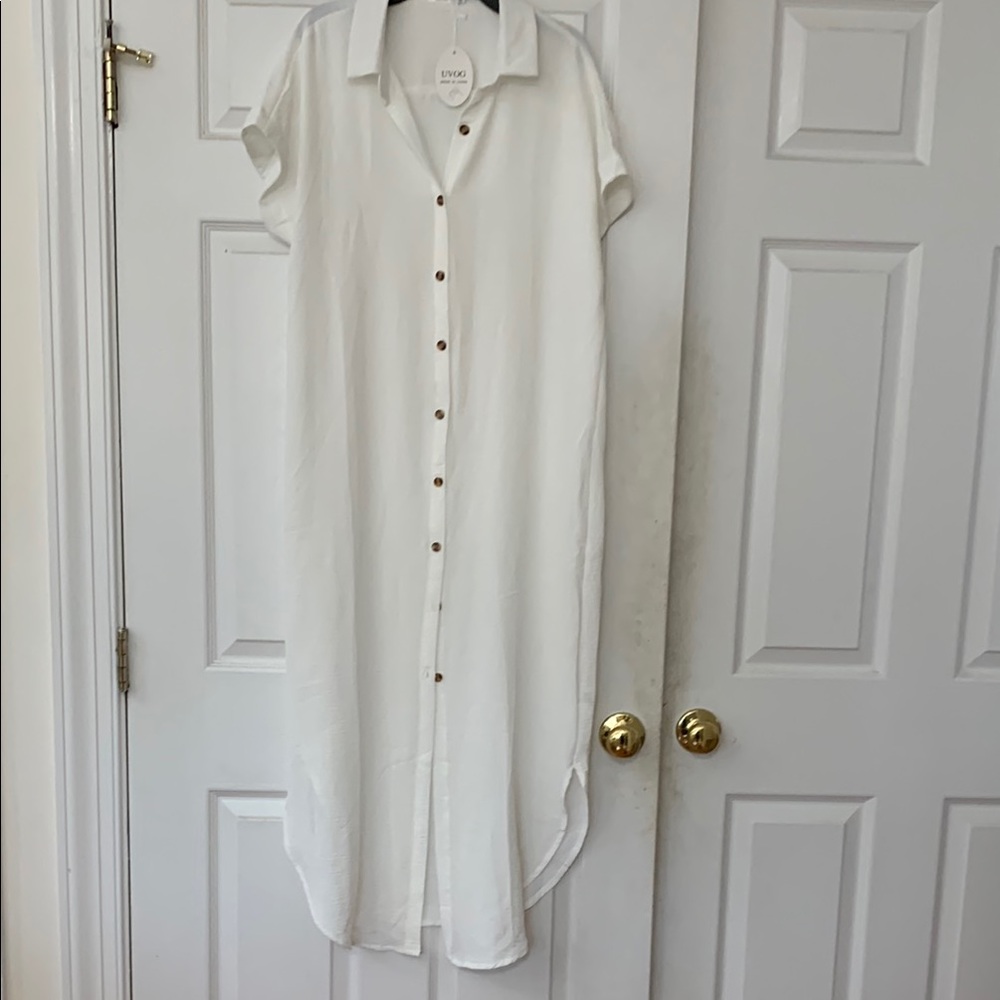 White Button-Down Shirt Dress